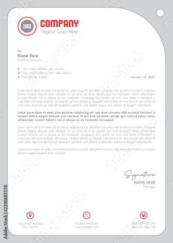 Modern Corporate Geometric Business Letterhead Template With Minimal Circle Elements Professional A4 Stationery Design Clean Branding Identity Layout For Company Office Documentation