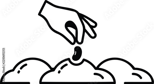 Hand Planting Seed in Soil Icon Illustration