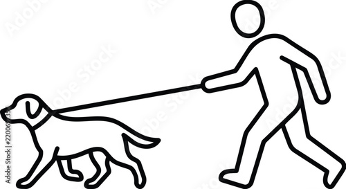Person Walking Dog on Leash Icon Illustration