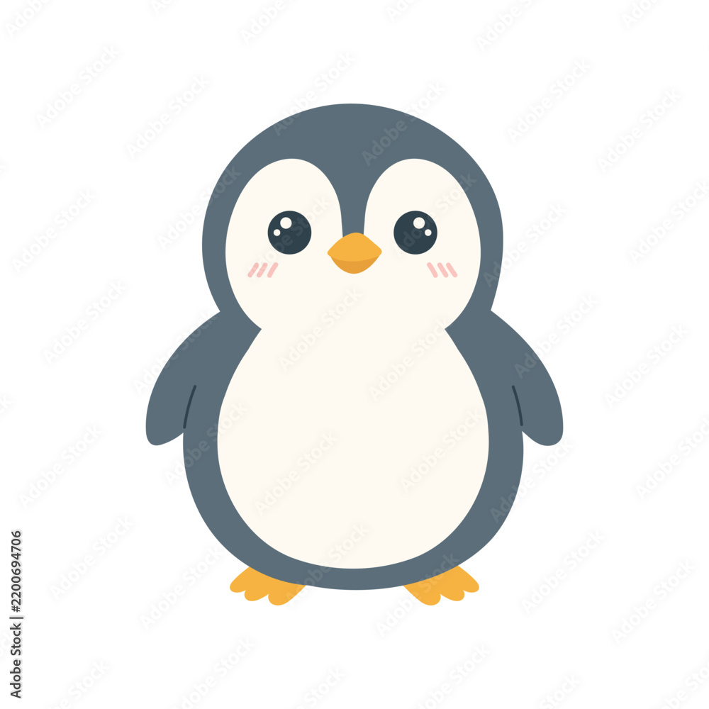 Obraz premium Cute cartoon penguin isolated on white background
