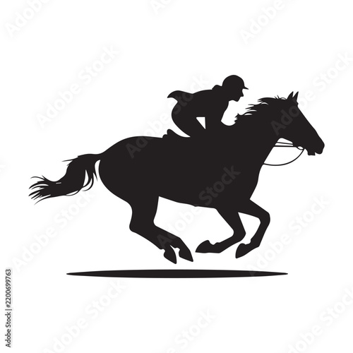 Equestrian Show Jumping Silhouette, Horse and Rider Jumping Over Obstacle Vector