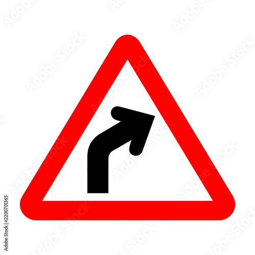 Obraz na płótnie Right curve warning traffic road sign illustration