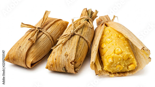 Brazilian Pamonha Sweet Corn Tamale Corn Husk Isolated White  Description%3A