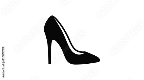 Black stiletto heel silhouette against a white background silhouette