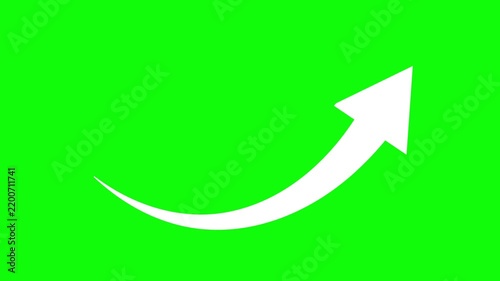 Hand-Drawn Upward White Arrow Wiggle Animation on Green Screen, Business Growth Motion Graphic