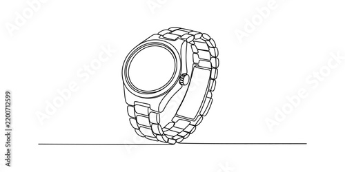 Continuous line drawing of a luxury metal wrist watch