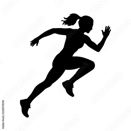Female Sprinter Silhouette Running at High Speed in Dynamic Athletic Sprint Pose