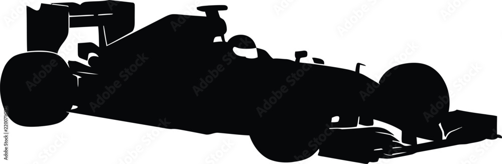 Obraz premium Detailed black silhouette of a modern formula one racing car side view vector illustration