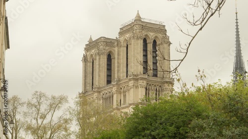 Notre Dame Cathedral Towers in Paris, France