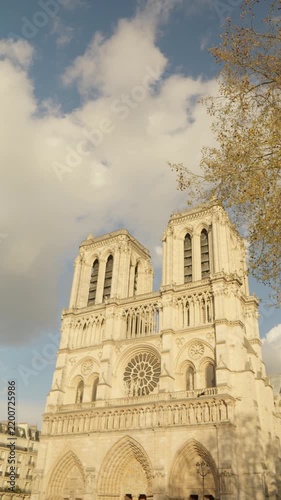 Vertical View of Notre Dame Cathedral in Paris, France
