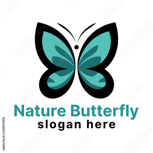 Nature Butterfly logo silhouette vector line art logo design
