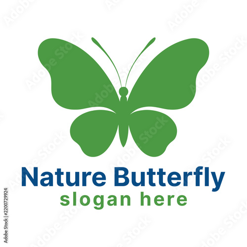 Nature Butterfly logo silhouette vector line art logo design
