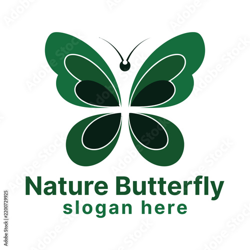 Nature Butterfly logo silhouette vector line art logo design
