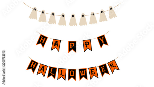 Halloween party decorations featuring little ghosts garland and happy halloween banner halloween decoration party bunting spooky garland ghosts string holiday decor hanging flags pennants