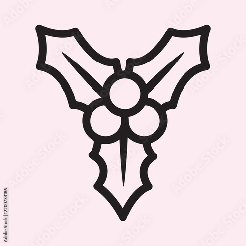 Christmas Holly Berries Icon Line Art Illustration