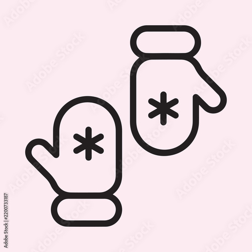 Minimalist Christmas Mittens Icon with Snowflake Design
