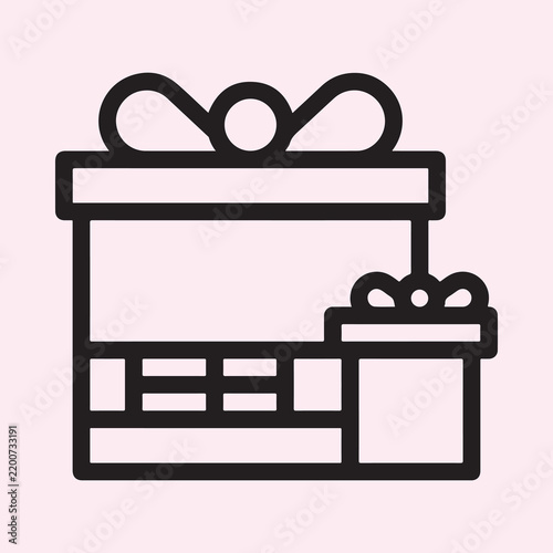 Minimalist Christmas Gift Boxes Icon Line Art on Pink Background