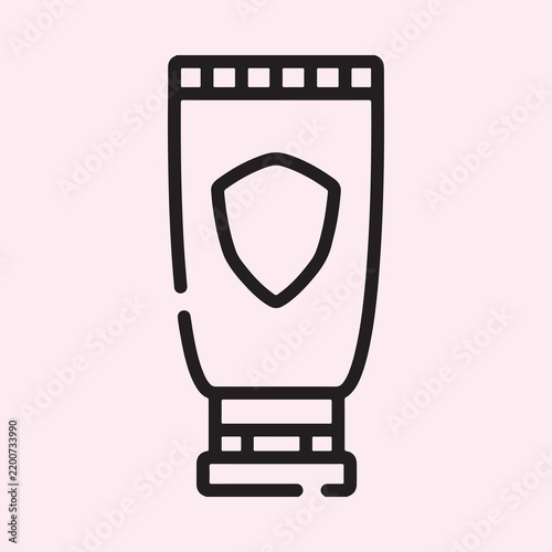Sunscreen Tube Icon with Shield Symbol