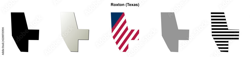 Fototapeta premium Roxton (Texas) blank outline map set