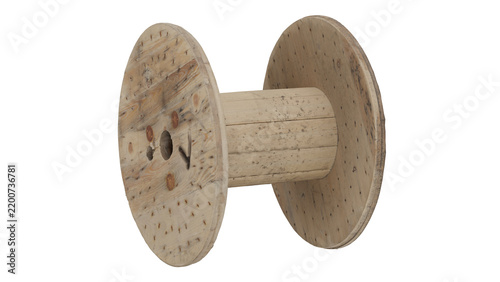 3d rendering wooden spool on a white background
