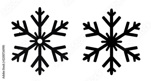 Vector Black Snowflake Icon Collection Isolated White Background Abstract Winter Snow Shapes