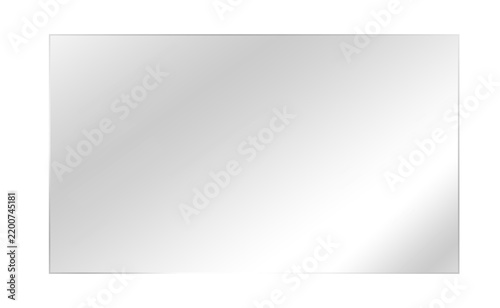 Rectangular frameless wall mirror isolated on transparent background
