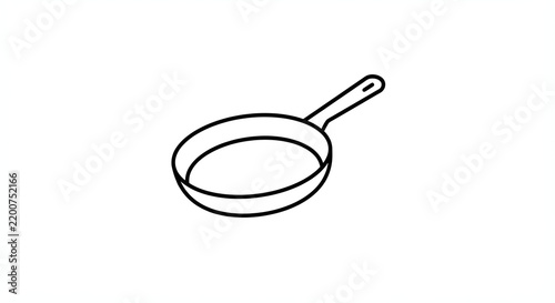 Line Drawing Illustration of Non-Stick Frying Pan: Essential Kitchenware and Cooking Utensil for Modern Culinary Tools