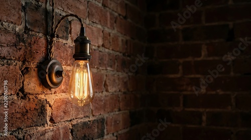 old lamp on brick wall