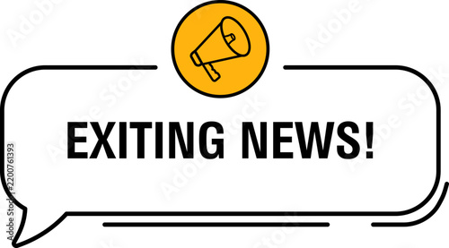 Exciting news speech bubble with megaphone icon
