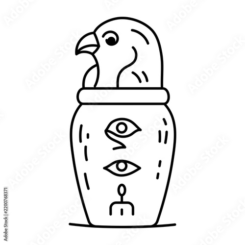 Foto Hand-drawn doodle illustration of a Canopic Jar, featuring a decorated funerary container with an animal-shaped lid and Egyptian symbols