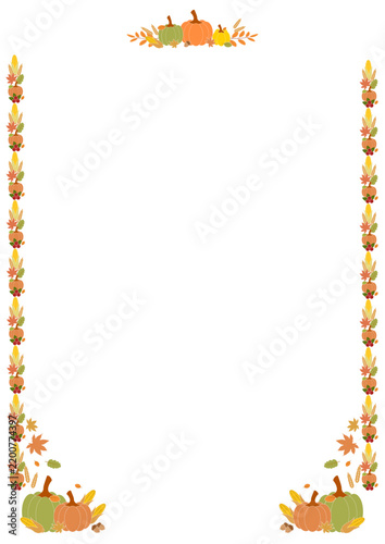 Festive Autumn Theme Frame with Leaves and Pumpkins for Seasonal Celebrations and Events