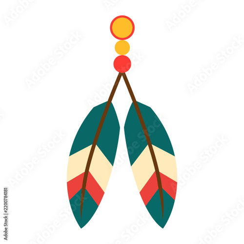 Plakat Colorful Boho Feather Pendant Vector