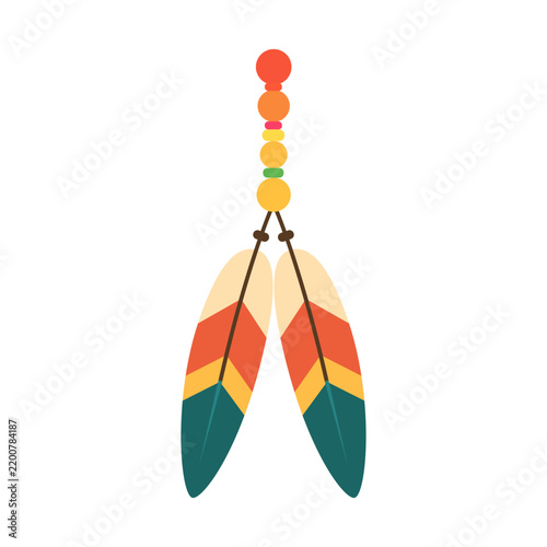 Colorful Boho Feather Ornament Vector