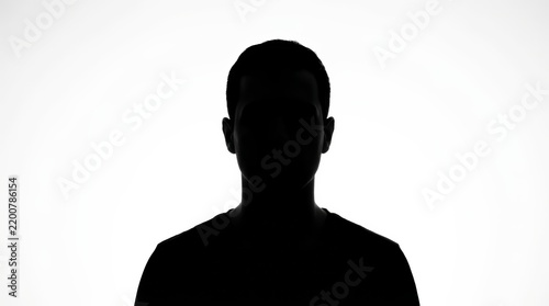 An unknown man silhouette presented against a plain white background.