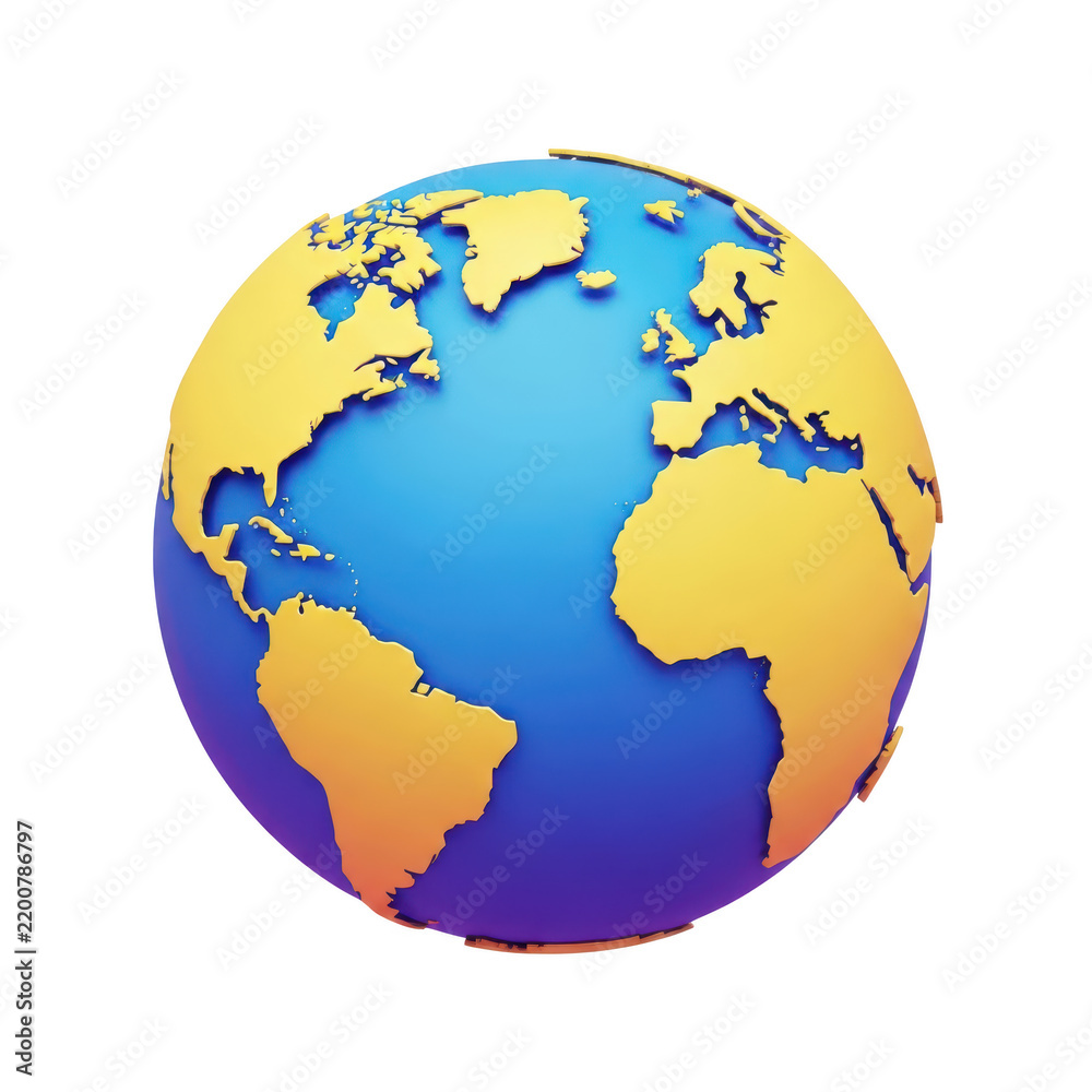 Obraz premium Golden 3D world globe map