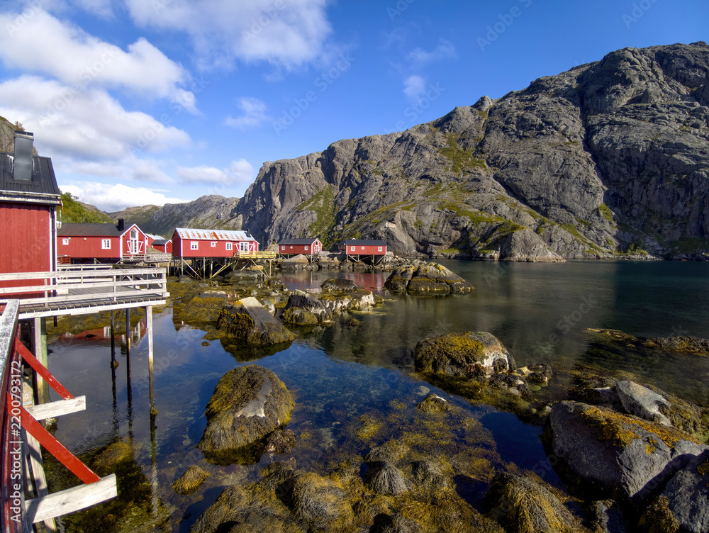Obraz premium Traditional houses in Ballstad on the Lofoten Islands, Norway