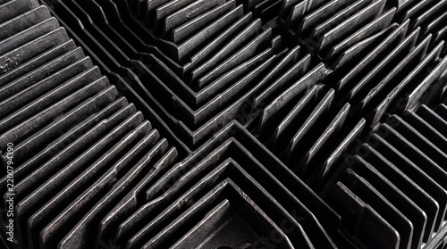 Close-Up of Black Metal Heat Sink Cooling Fins