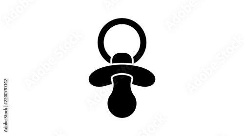 Black silhouette of a baby pacifier against a white background