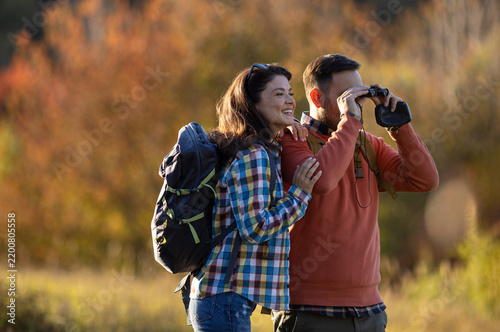 Couple enjoys outdoor activity during autumn days