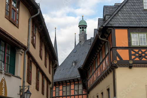 Bild auf Leinwand Historische Fachwerkhäuser in der Altstadt von Wernigerode, Sachsen-Anhalt, Harz