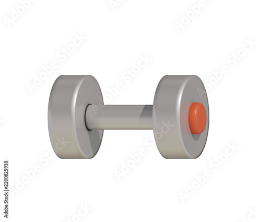 3D Metal Dumbbell Icon — Sleek silver fitness hand weight with orange accent detail.