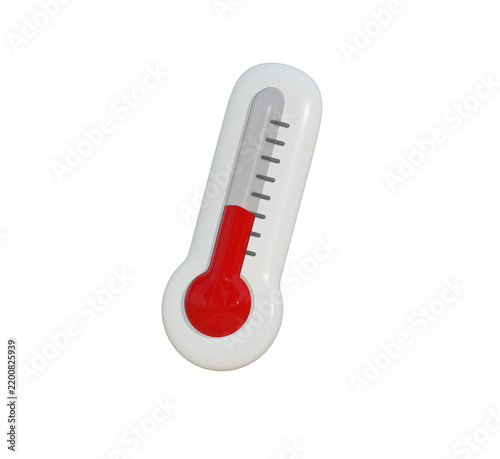 3D Medical Thermometer Icon — Body temperature measuring device with red indicator showing fever.