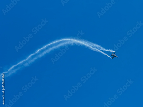 F-16 fighter aircraft flying during training