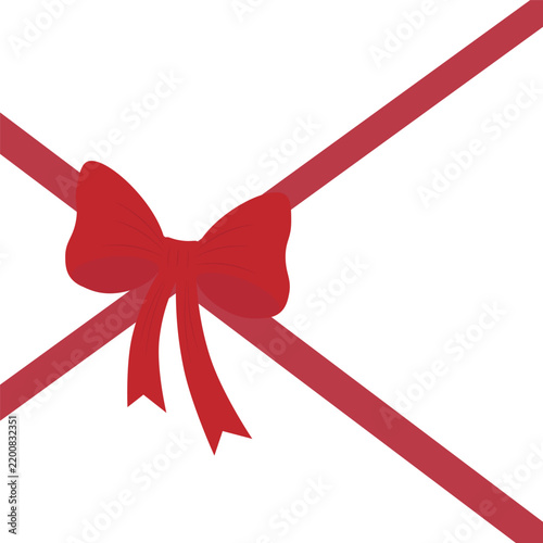 A red bow and ribbons. The concept of a holiday and gifts.