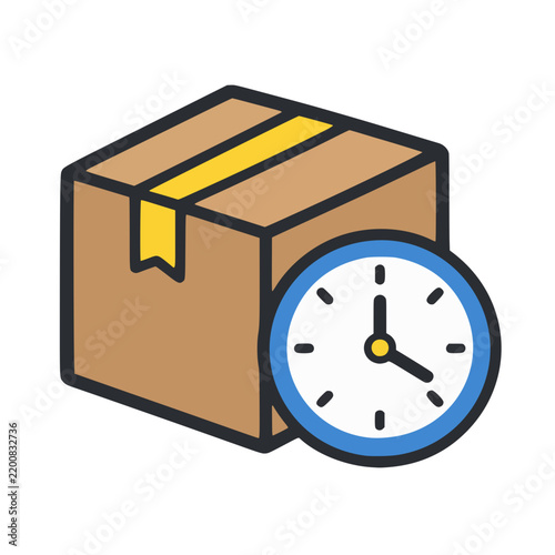Plakat Parcel Delivery Delay with Clock Icon