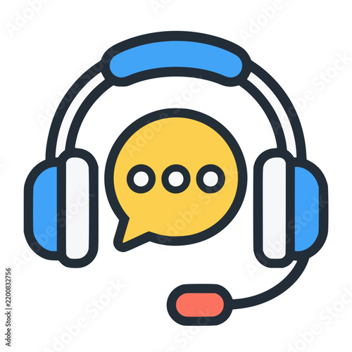 Plakat Customer Support Headset with Chat Bubble Icon