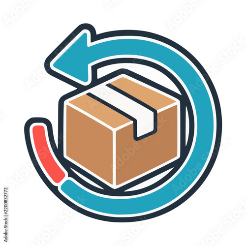 Plakat Return Parcel with Circular Refresh Arrow Icon