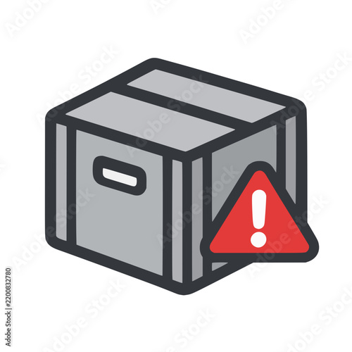 Plakat Inventory Warning Crate with Alert Triangle Icon