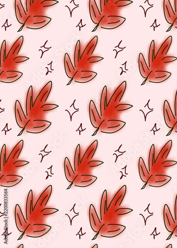  Autumn Leaf Pattern with Warm Seasonal Botanical Elements
