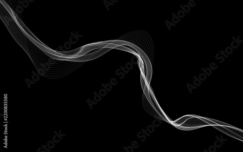 Dark abstract background with a glowing abstract waves